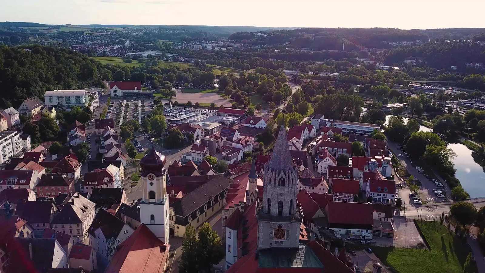 Luftbild über die Dächer von Sigmaringen